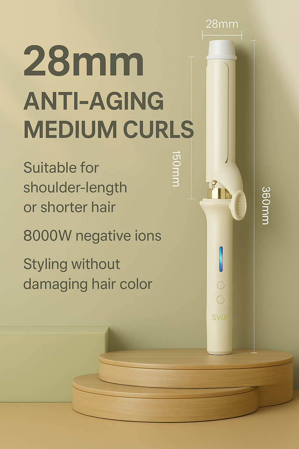 Svey Long-Lasting Ceramic Curling Iron LED Temperature Display